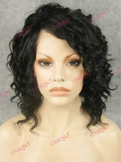 Celebrity Wig Premium Wig - Short Spiral Curl Black Lace Front Wig
