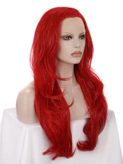 Celebrity Wig Premium Wig - Poppy Red Layered Lace Front Tinsel -Cosmetic Shop Tinsel Red c